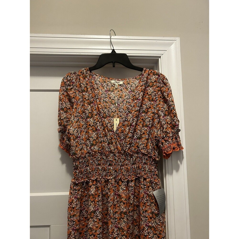 New Floral Peasant Elastic Waist Tiered Maxi Dress Size Large Modest Fairy Flirt - Picture 2 of 9